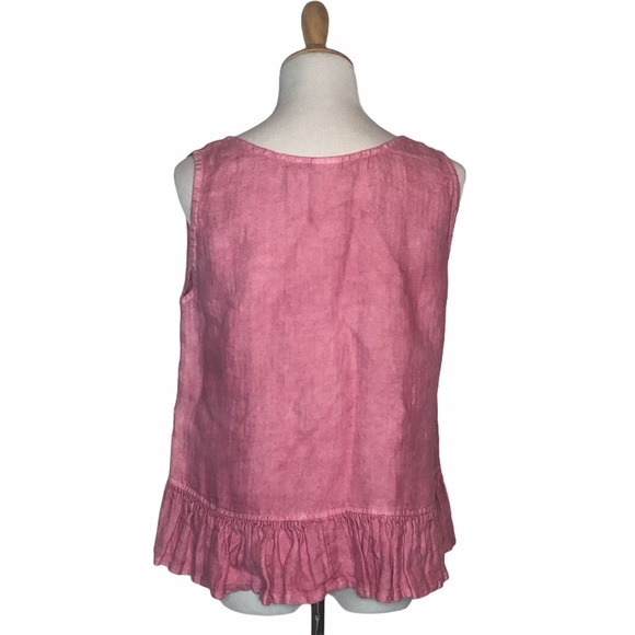 Sunday St Tropez Pink Linen Ruffle Tank S - Picture 4 of 14